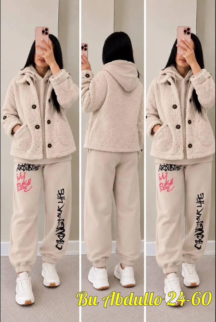 Женский костюм-тройка — тёплый и стильный — фото 6
