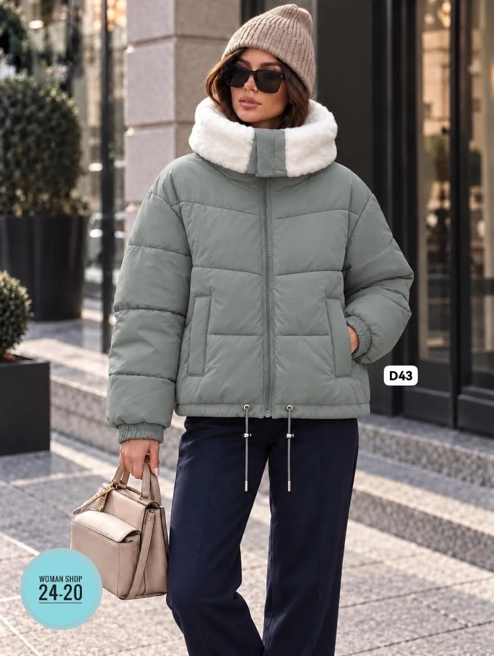 Куртка с эффектной белой меховой отделкой — фото 2