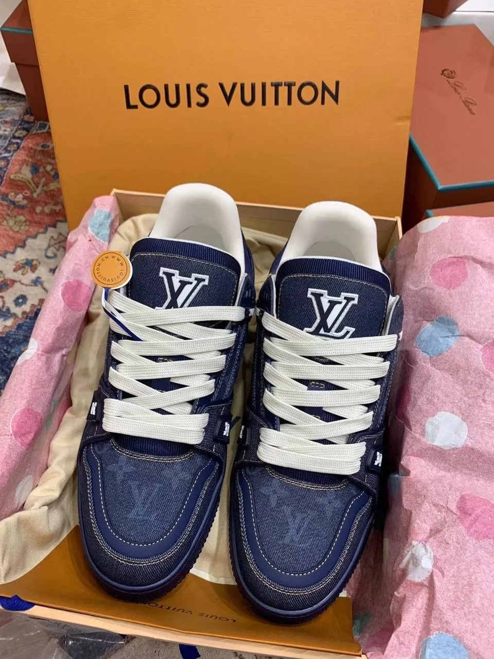 Louis Vuitton — кроссовки синие денимовые — фото 5