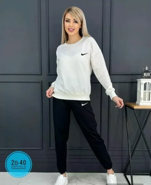 Костюм двойка из ткани хлопок с вышивкой Nike — фото 6