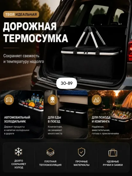 Термосумка для еды и бутылочек с ручками Метал, Текстиль — фото 16