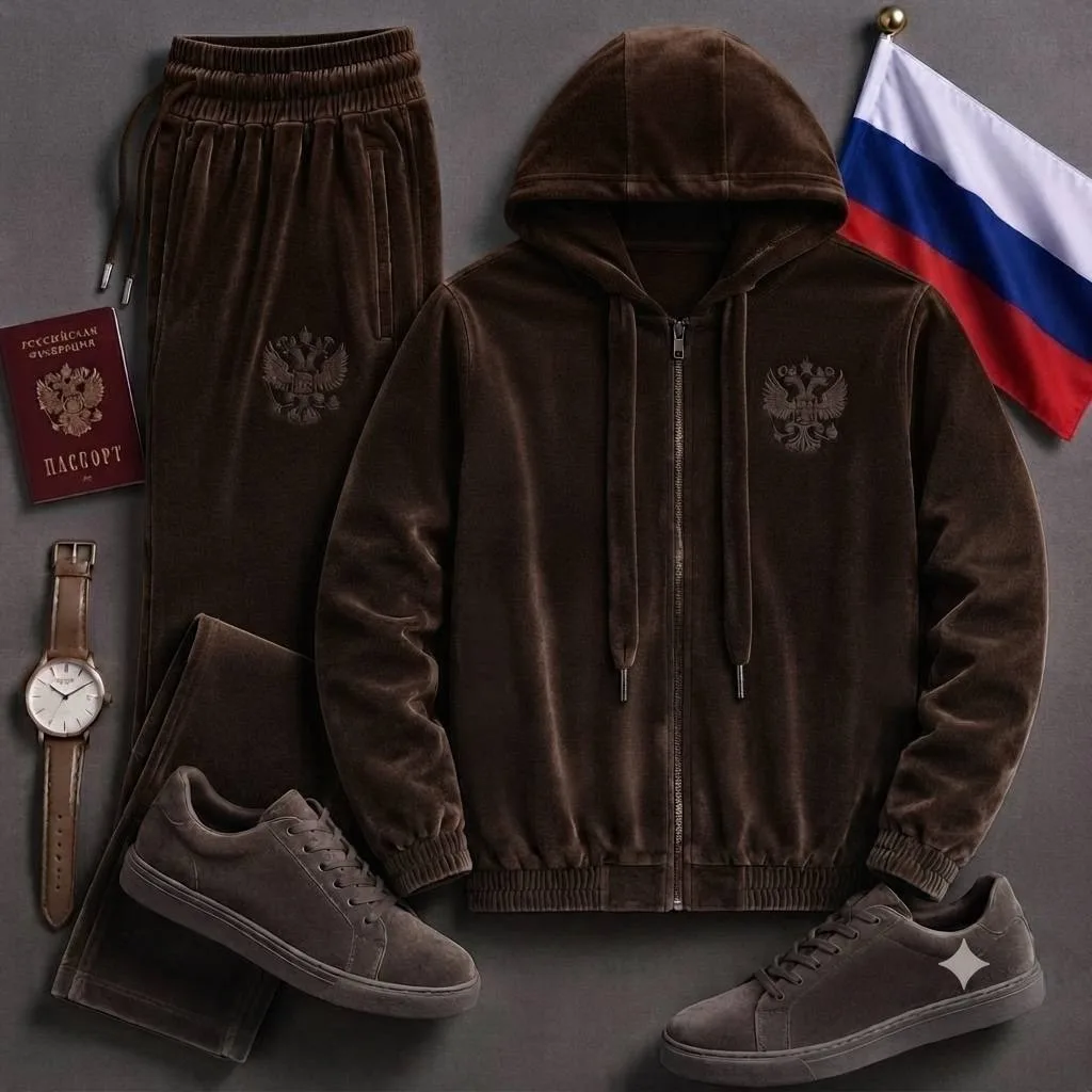 Мужской бамбуковый костюм с Гербом России Синий — фото 6