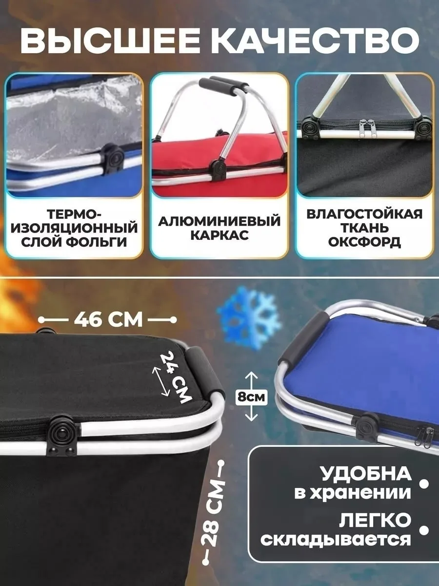 Усиленные ручки теросумки для еды сделаны из мягкого каучука, а дно из облегченного металла способного выдержать до . Са — фото 3