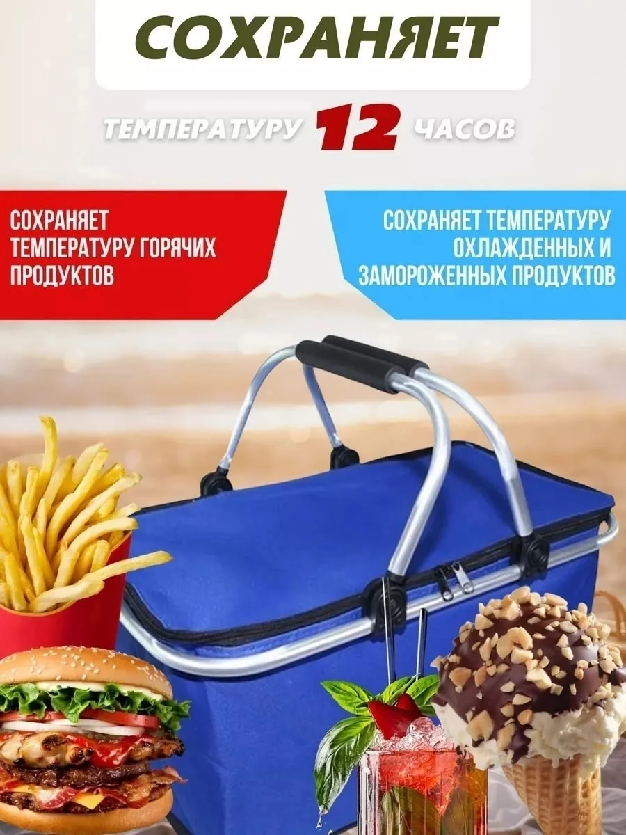 Усиленные ручки теросумки для еды сделаны из мягкого каучука, а дно из облегченного металла способного выдержать до . Са — фото 9