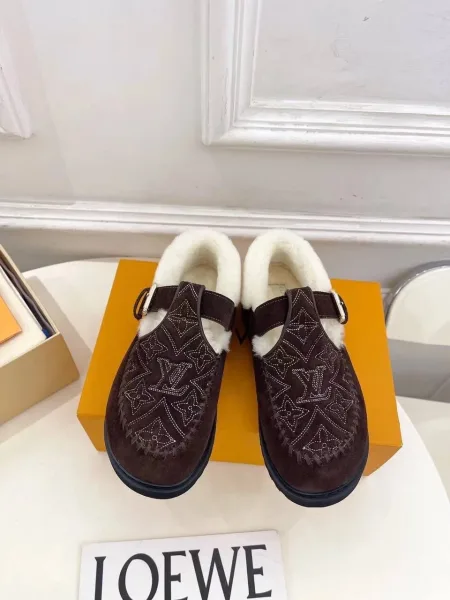 Louis Vuitton Colorado коричневые сандалии с меховой отделкой — фото 1
