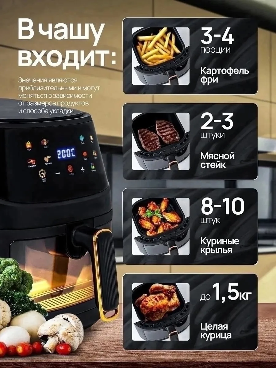 Преимущества этого аэрогриля Чёрный — фото 9