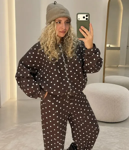 Костюм Горох в актуальной эстетике minimal cozy Коричневый — фото 1