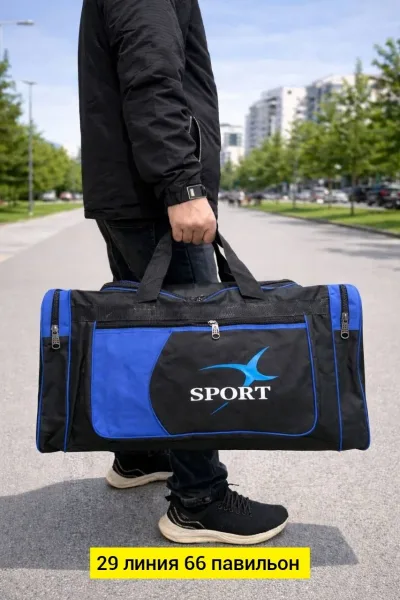 Дорожная сумка из эко-кожи SPORT чёрная — фото 1