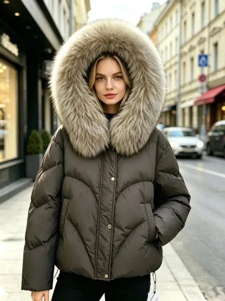 Пуховик с натуральным мехом песца — фото 2