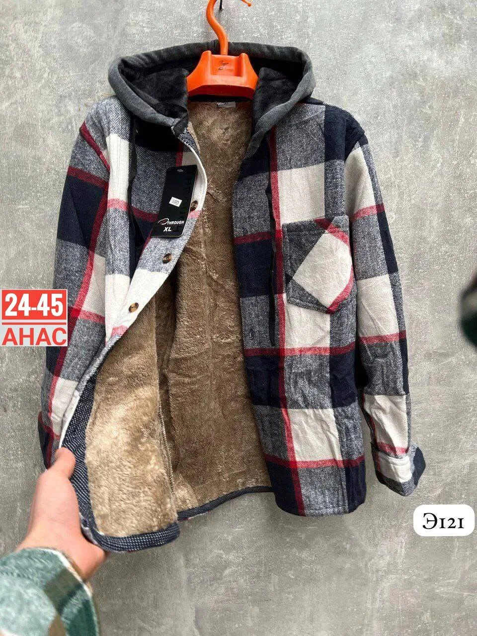 Рубашка с капюшоном кашемир с мехом UNISEX — фото 1