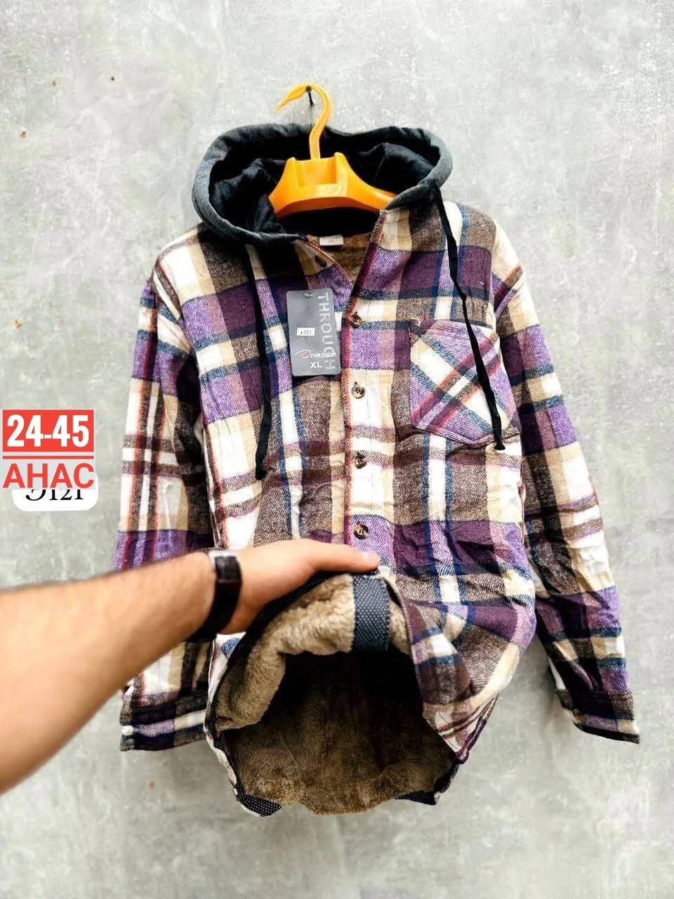 Рубашка с капюшоном кашемир с мехом UNISEX — фото 3