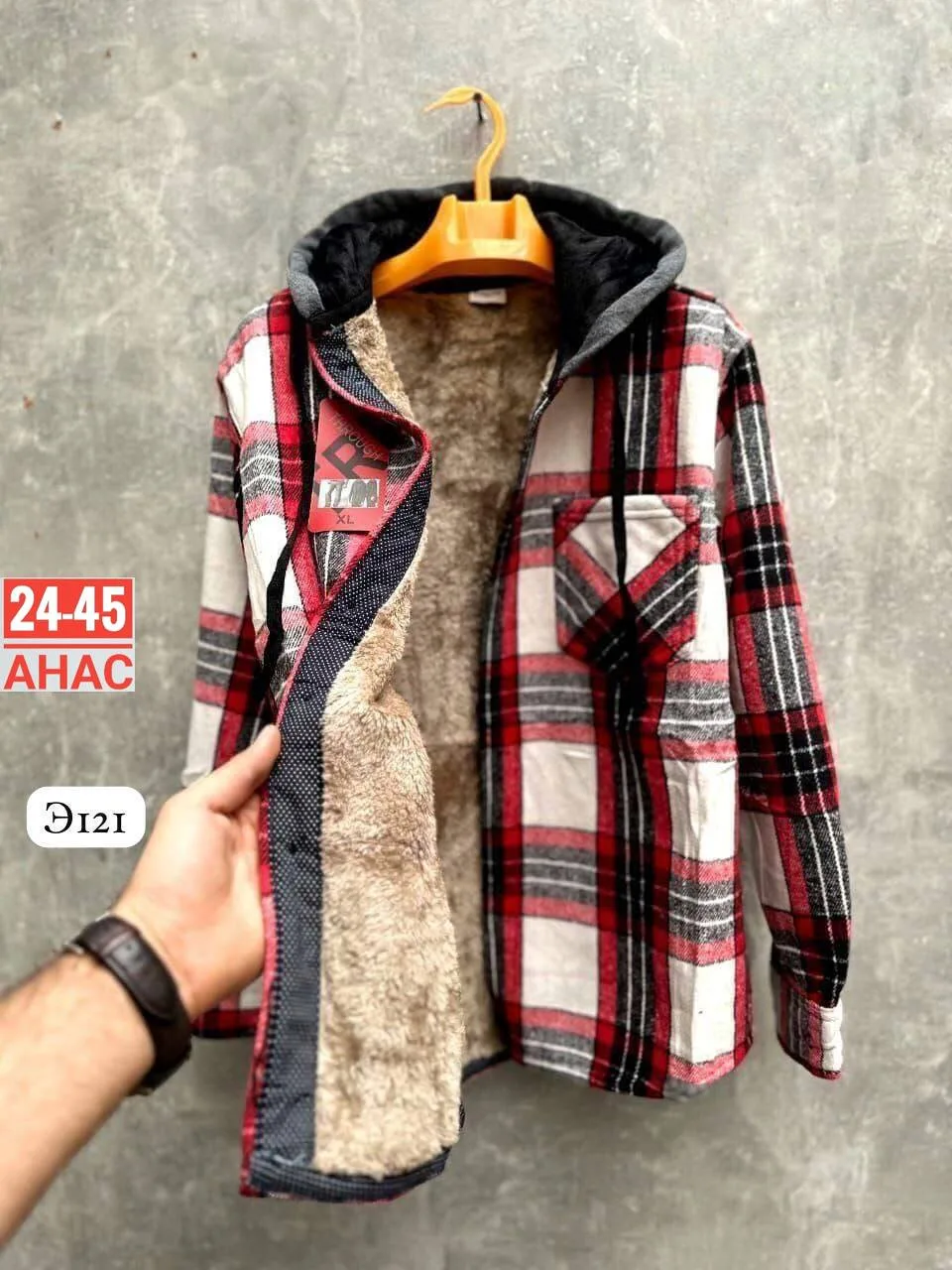 Рубашка с капюшоном кашемир с мехом UNISEX — фото 5