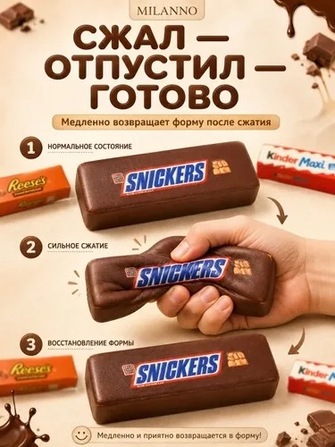 Сквиш антистресс Butter шоколад сникерс, кит-кат, баунти, киндер, игрушка шоколадка для детей и взрослых — фото 3