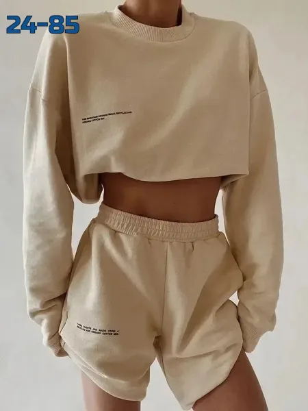 Костюм oversize, свитшот + шорты — фото 7