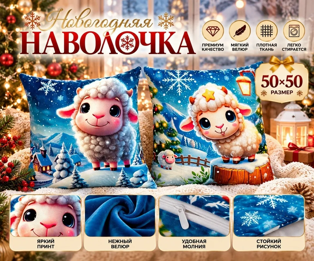 Новогодняя наволочка 50× — фото 4
