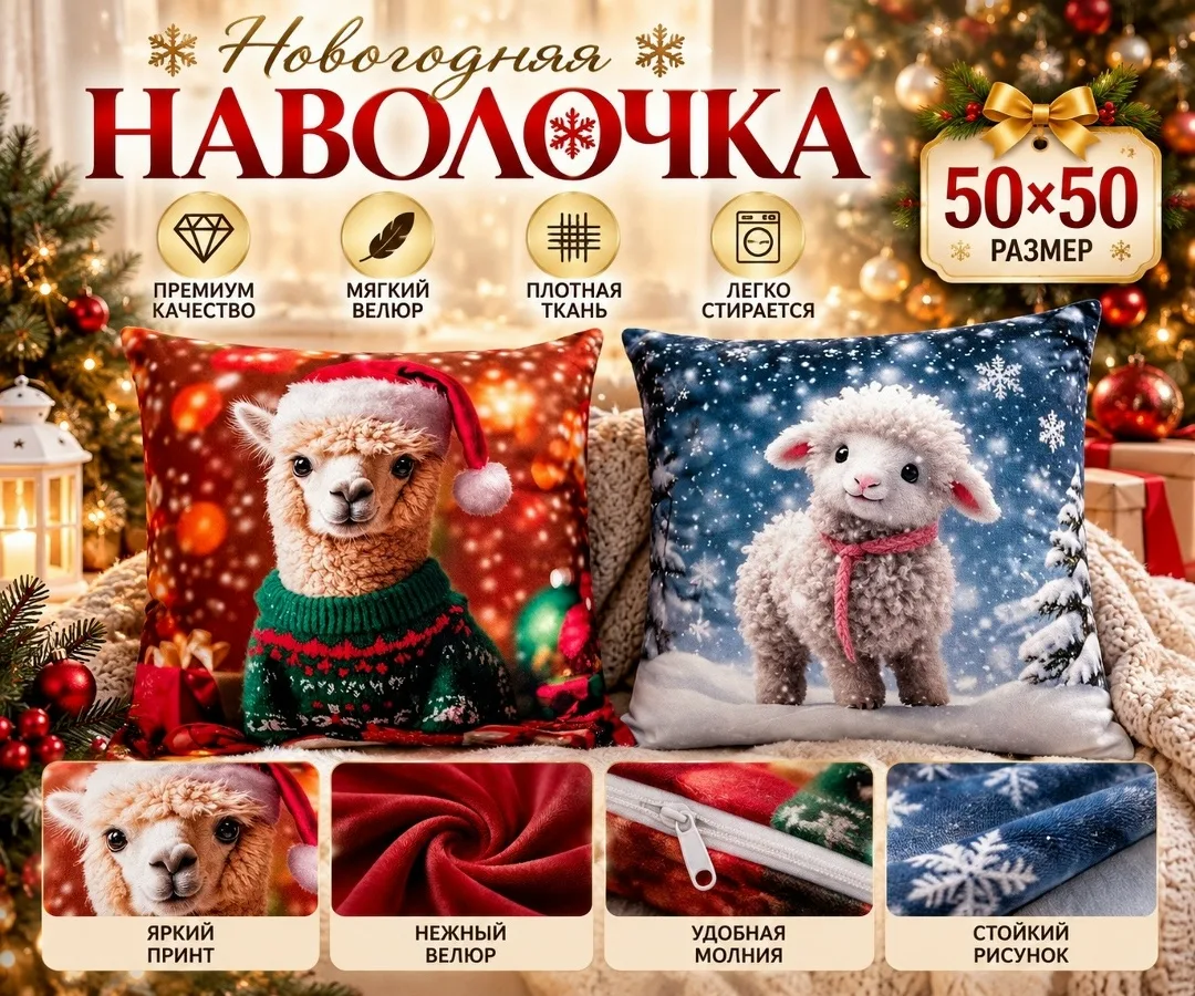 Новогодняя наволочка 50× — фото 6