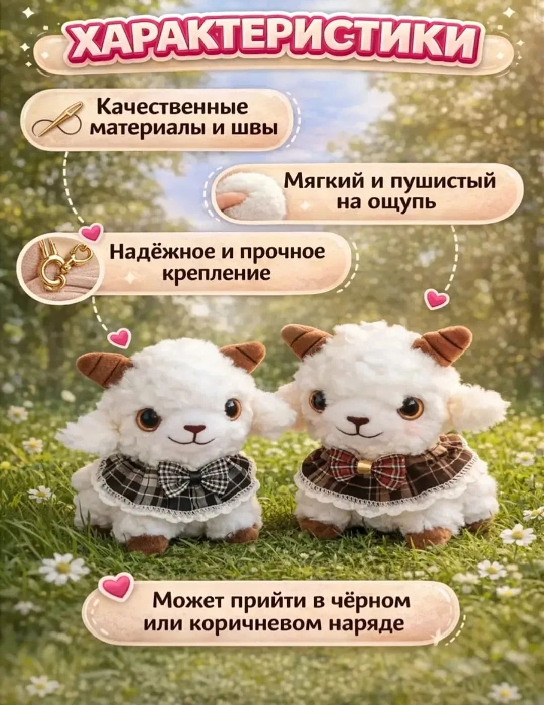 Маленький брелок в форме козы из прочного пластика — фото 6