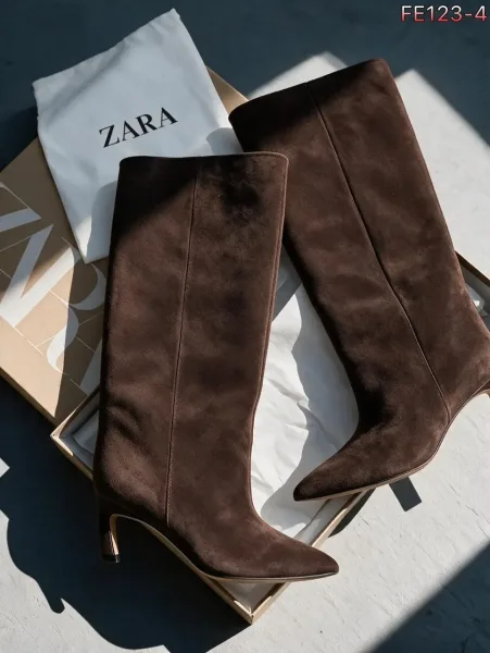 Туфли ZARA натуральная кожа натуральная замша — фото 3