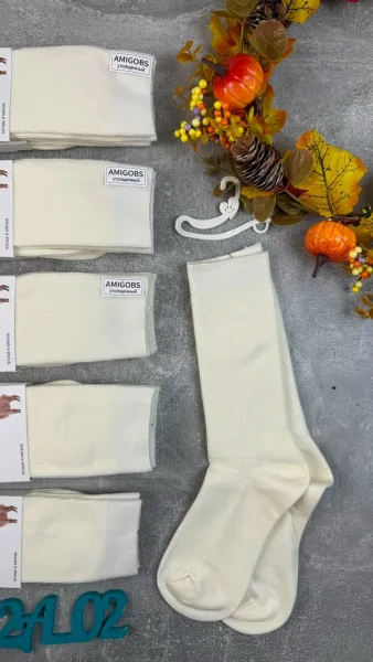 Носки женские шерсть ламы 90 высокие Белый — фото 2