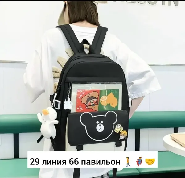 Городской рюкзак из ткани для мужчин и женщин Чёрный — фото 7