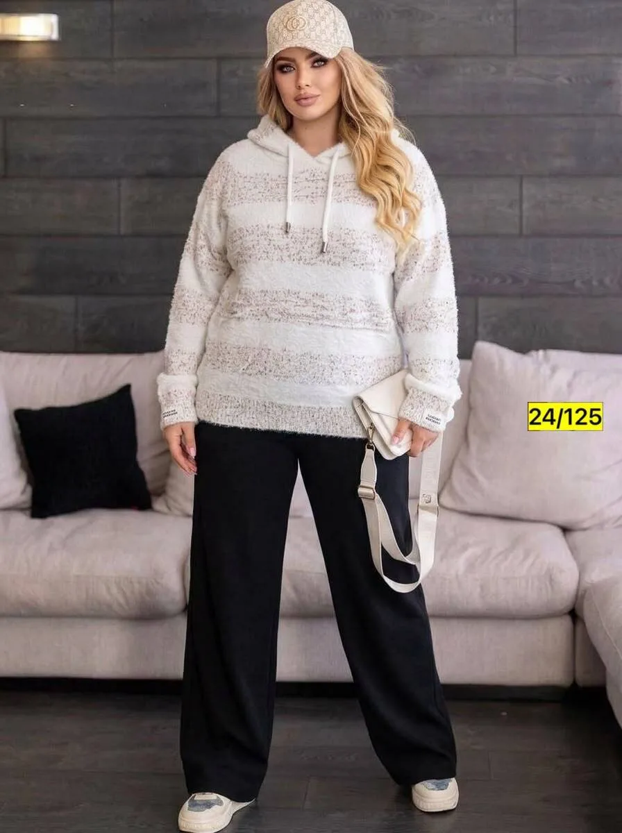 Свитер с капюшоном из смесовой ткани хлопок и полиэстер хлопок; Cotton; POLYESTER — фото 1