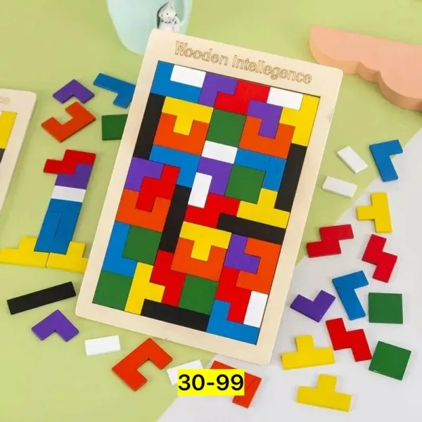 Деревянная игрушка-сортер в форме Тетрис — фото 7