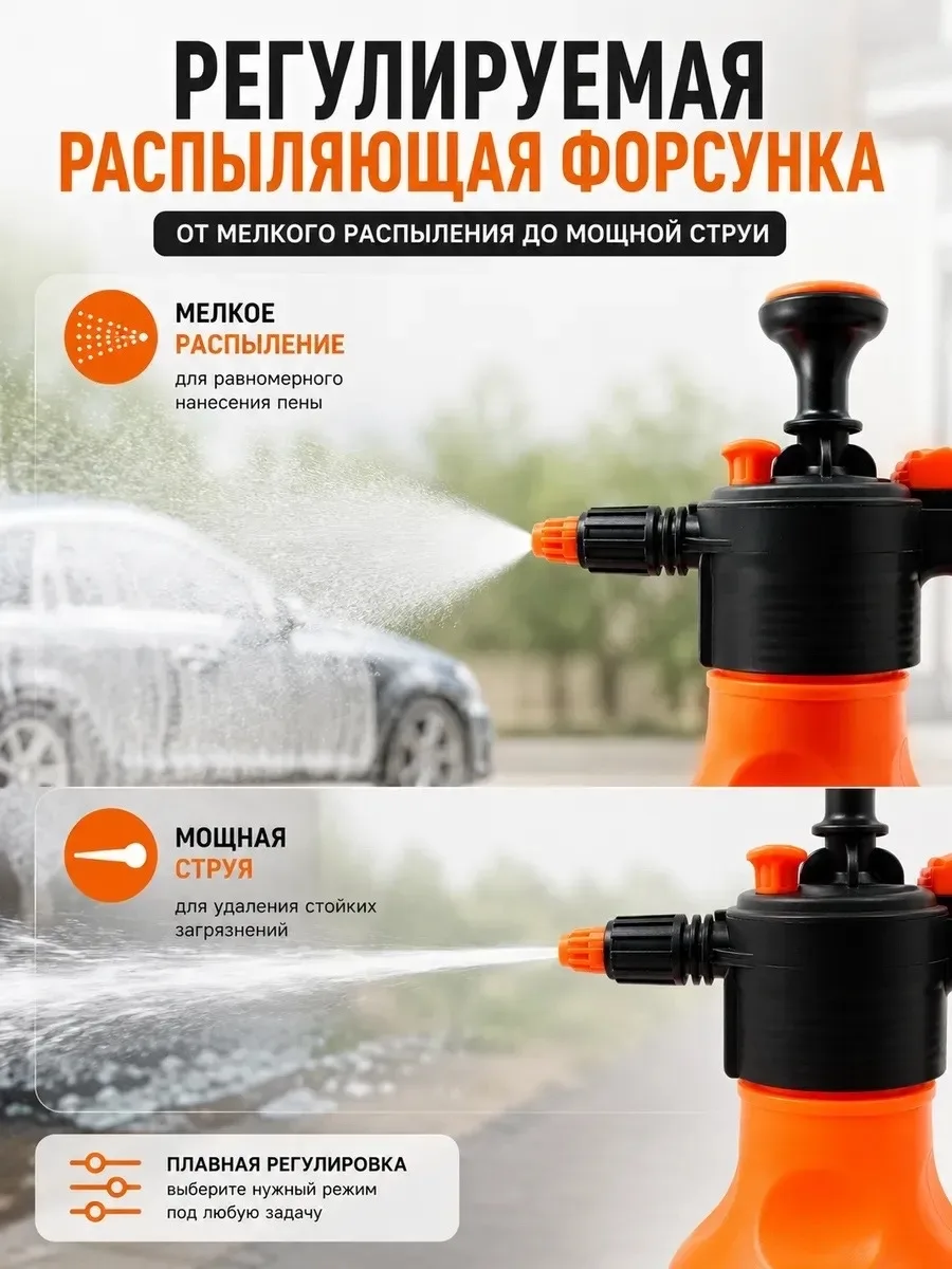 Пенообразователь помповый опрыскиватель для сада и авто — фото 4