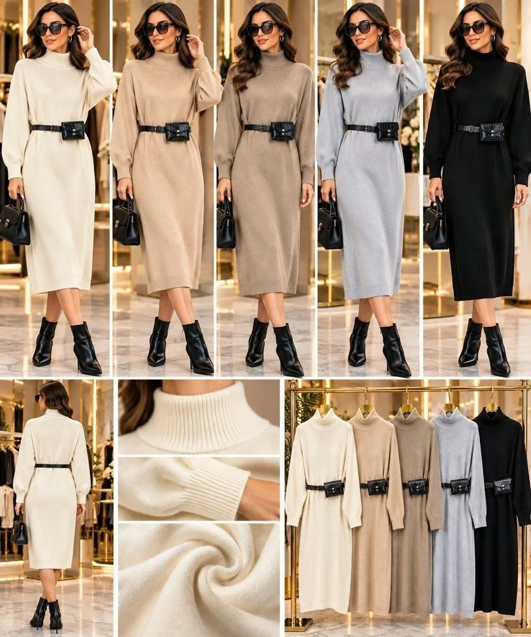 Модное платье из трикотажа в комплекте с ремнем — фото 1