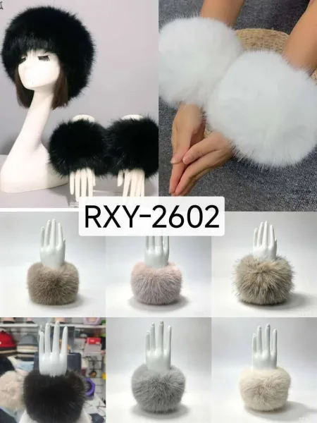 Искусственный мех манжеты для девочек однотонные нарукавники согревающие — фото 4