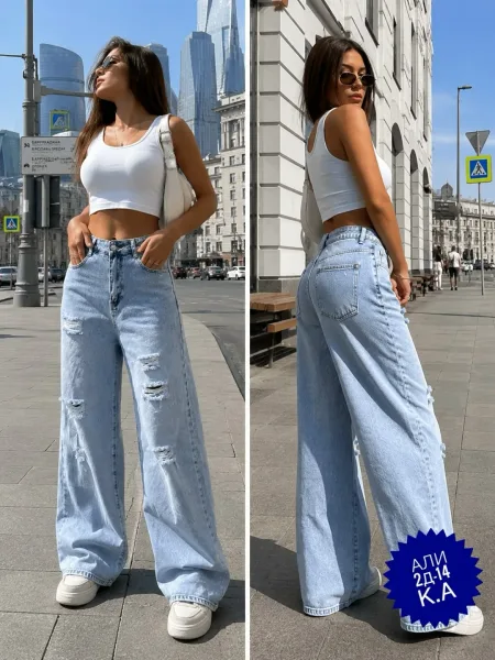 Брюки, джинсовые — фото 1