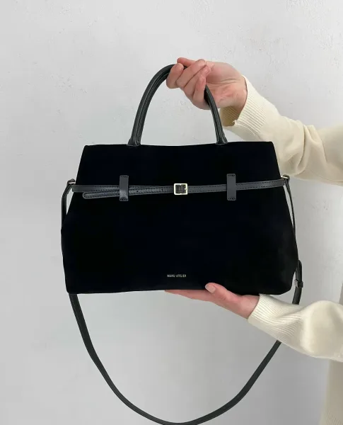 Кожаная сумка нового дизайна от MANU ATEILIER из замши люкс — фото 11