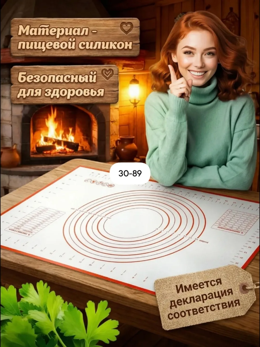 Коврик силиконовый со шкалой и разметкой для раскатки теста — фото 4