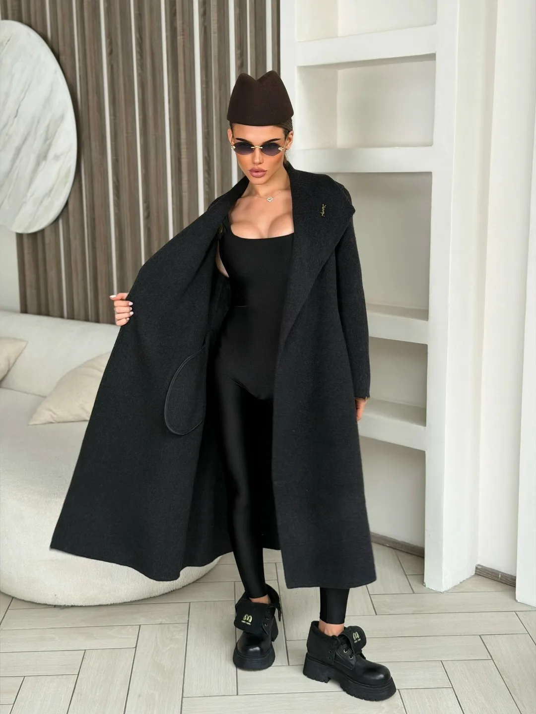 Пальто оверсайз Yves Saint Laurent из кашемира и шерсти кашемир, шерсть — фото 5