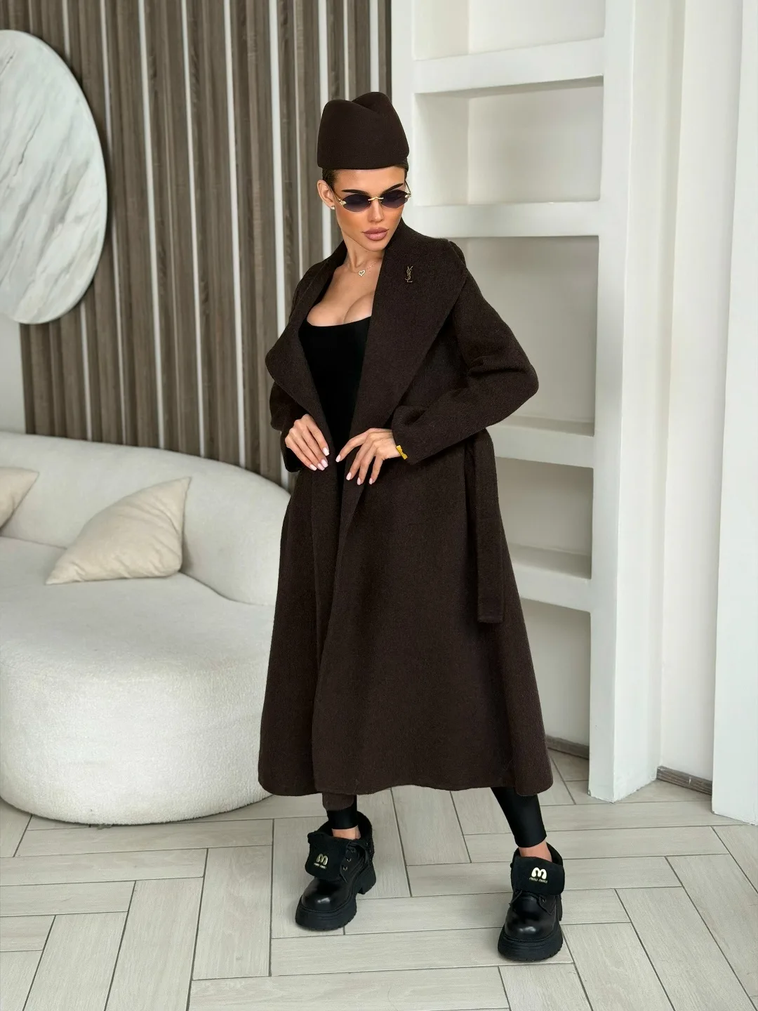 Пальто оверсайз Yves Saint Laurent из кашемира и шерсти — фото 5