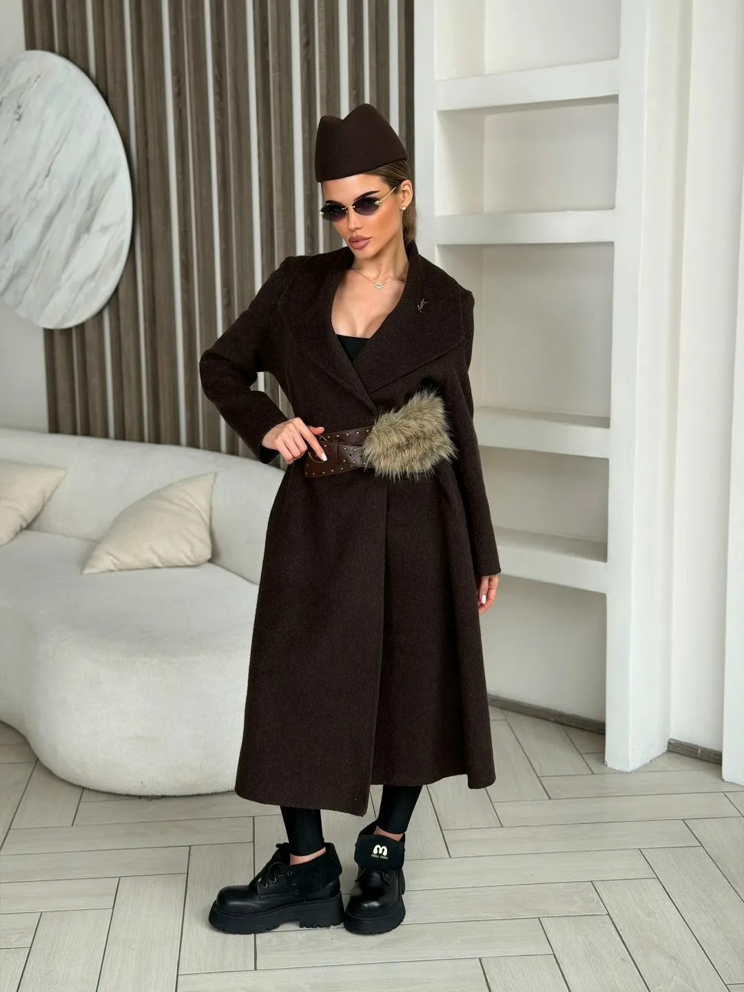 Пальто оверсайз Yves Saint Laurent из кашемира и шерсти — фото 6