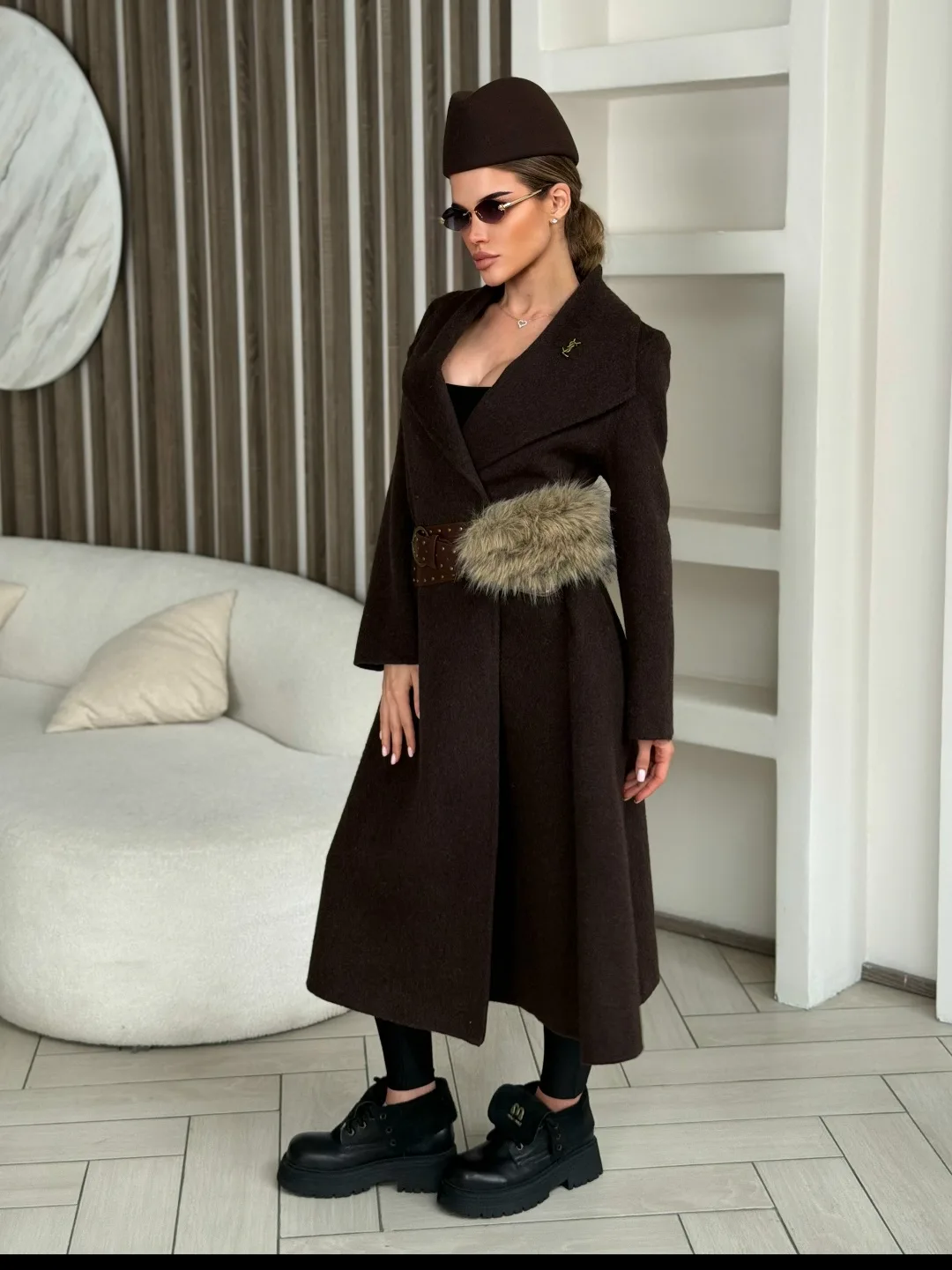 Пальто оверсайз Yves Saint Laurent из кашемира и шерсти — фото 9