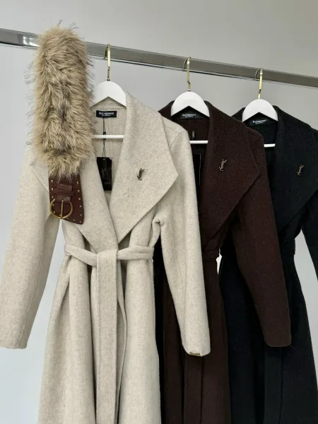 Пальто оверсайз Yves Saint Laurent из кашемира и шерсти — фото 9