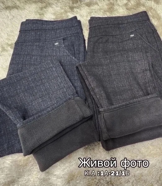 Брюки из ткани хлопок с меховым подкладом — фото 11