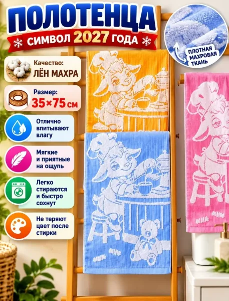 Полотенца лен махра — фото 2