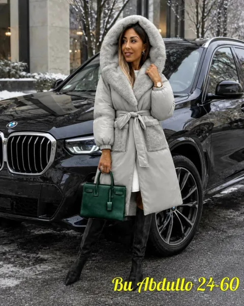 Утеплённое пальто с копюшоном, наполнитель — верблюд — фото 2