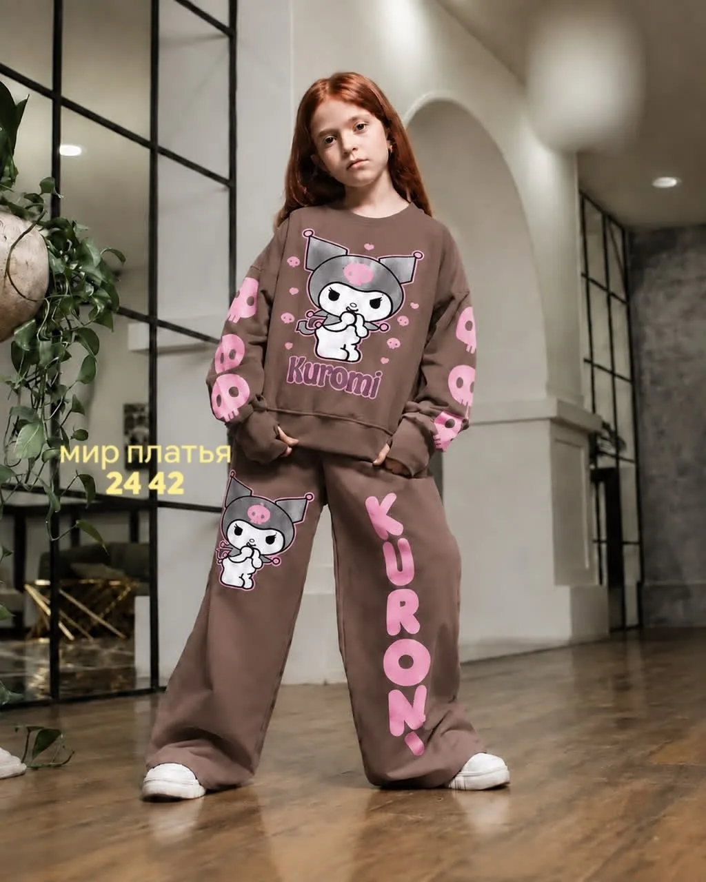 Тёплый костюм из флиса с начёсом, свободный крой, яркий — фото 3
