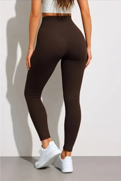 Лосины с рельефным рубчиком и теплым начесом — фото 8