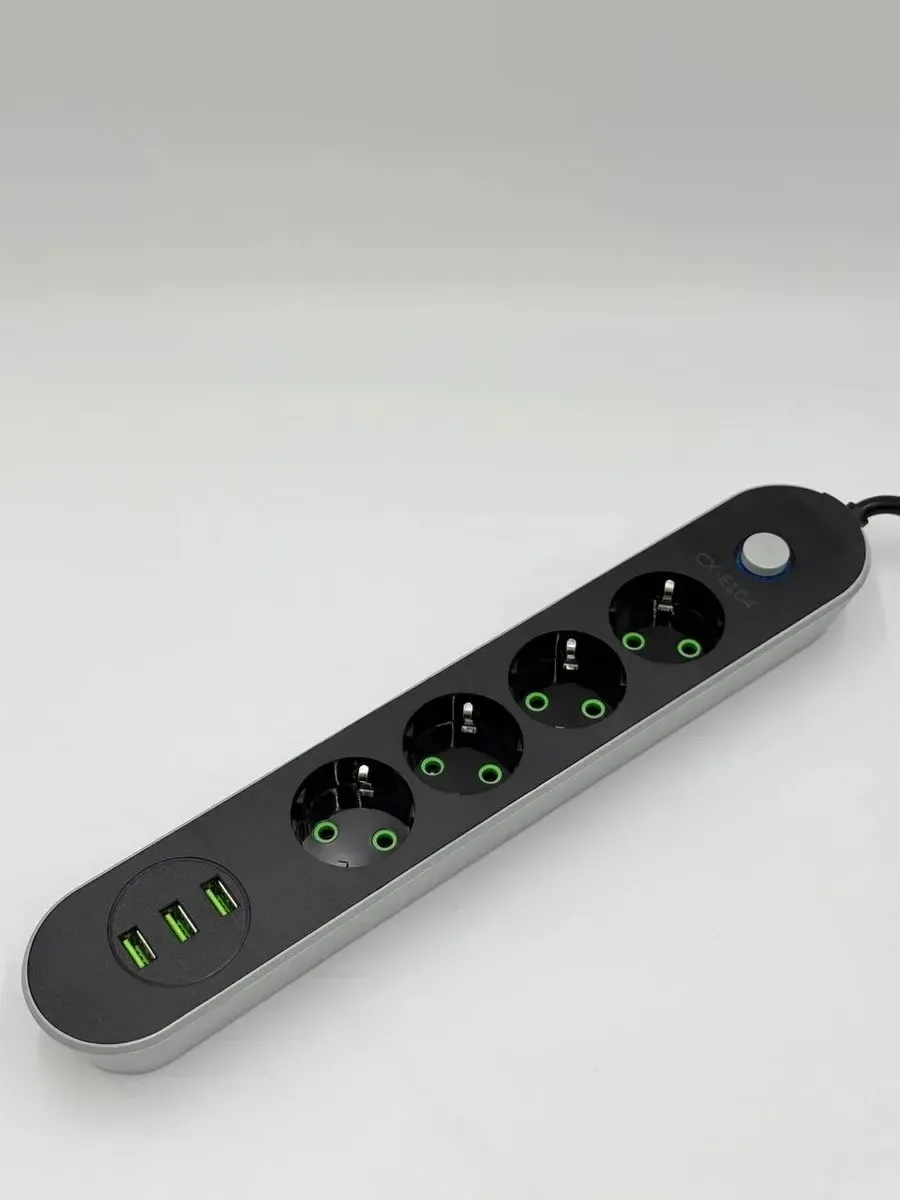 Удлинитель 4 розетки 2 м сетевой фильтр с USB — фото 4