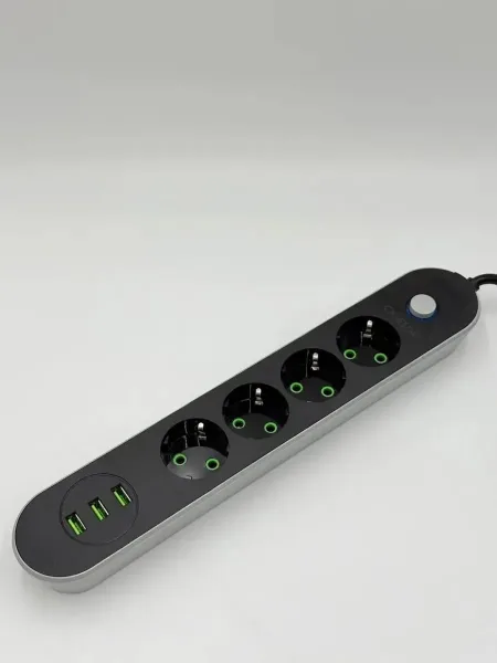 Удлинитель 4 розетки 2 м сетевой фильтр с USB — фото 4