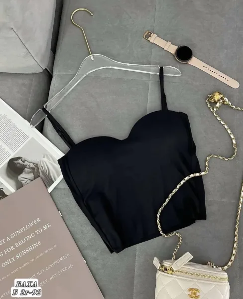 Идеально подчеркивающий, надежно удерживающий грудь женский топ zara на бретелях, доступен к заказу в базовых однотонных — фото 5