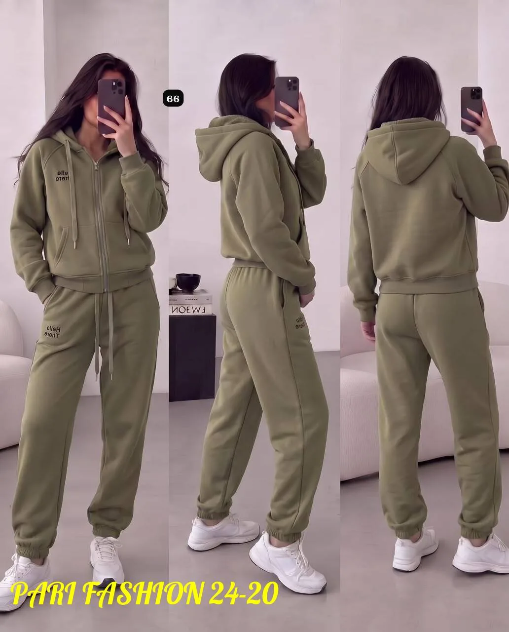Уютный спортивный костюм из двухстороннего флиса с отделкой искусственным мехом — фото 3