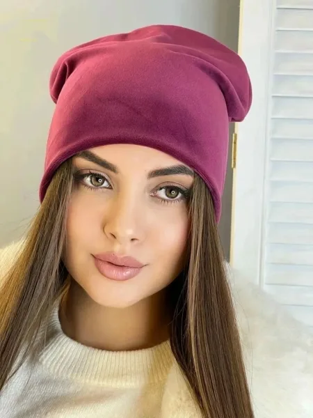 Шапка, велюр без подкладки/, на осень зиму и весну — фото 8