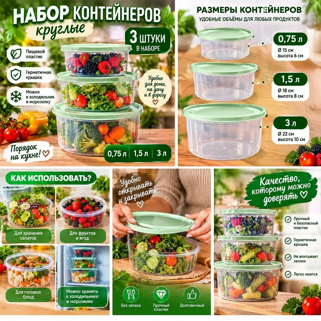 Набор круглых контейнеров