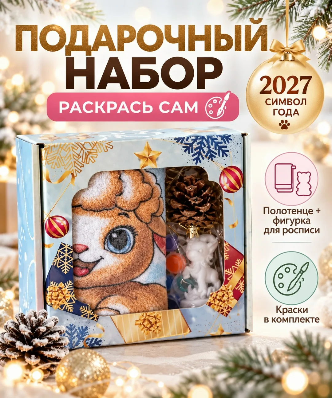 Подарочный набор с полотенцем и фигуркой для росписи — фото 2