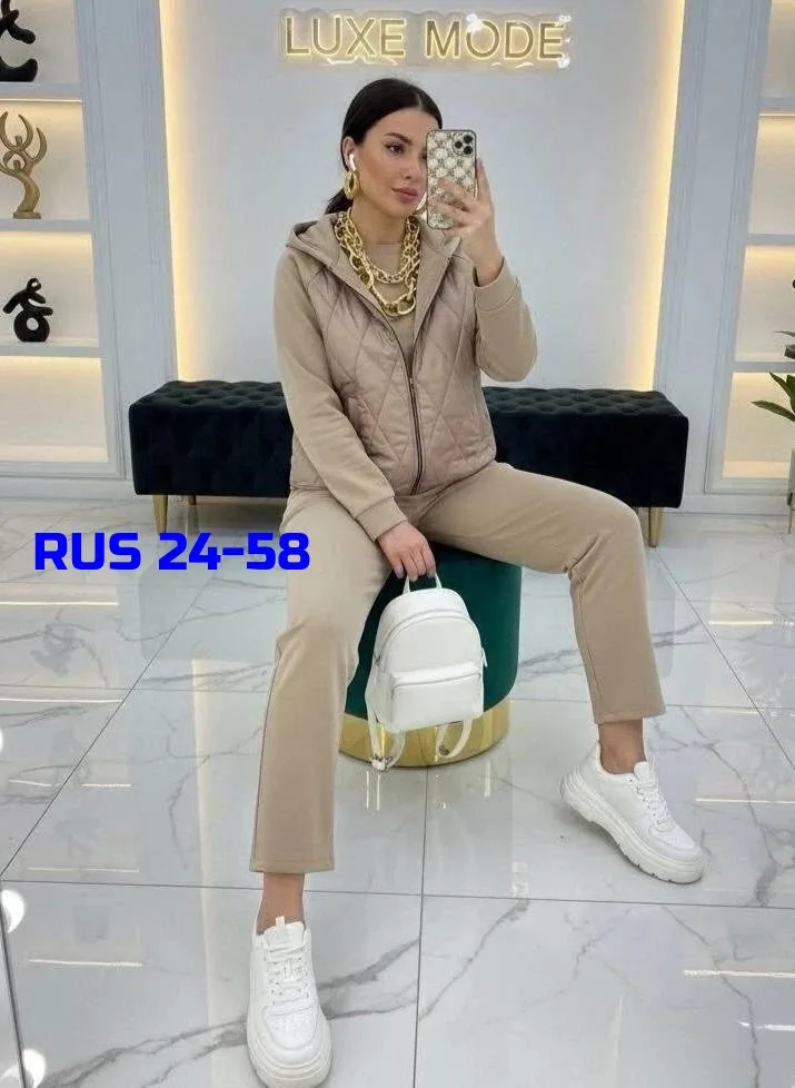 Тёплый женский костюм двойка из флиса с утеплителем синтепон — фото 2